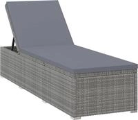 vidaXL Sonnenliege mit Auflage Poly Rattan Grau