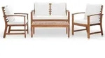 vidaXL 4-tlg. Garten-Lounge-Set mit Auflagen Massivholz Akazie - Wei&szlig;