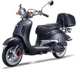 Motorroller Strada mit Top Case 125 ccm 85 km/h, Euro 5, mattschwarz, Sitzbank