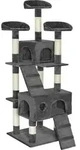 tectake&reg; Kratzbaum Mogli 170 cm inklusive 2 Treppen und Kippschutz - Grau