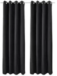 Beautissu 2er Set Thermovorhang Gardine Schwarz Amelie TO, 140x245cm - Schwarz