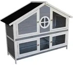 Wiltec Kaninchenstall graublau wei&szlig; 1160 x 450 x 1080 mm, Hasenvilla als...