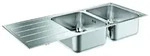 GROHE K500 80-S, Aufsatzwanne, Rechteckig, Edelstahl, Edelstahl, 2 Becken, Rechteckig