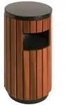 V-part Outdoor-M&uuml;lleimer 33 Liter Schwarz/Holz VB789458 - Schwarz