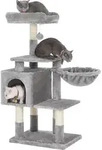 FEANDREA Kratzbaum, 110 cm gro&szlig;er Katzenbaum, Katzenkratzbaum hellgrau PCT52W...