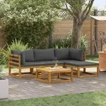 vidaXL 5-tlg. Garten-Lounge-Set mit Auflagen Massivholz Akazie - Braun