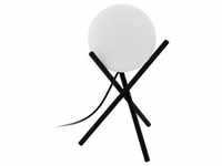 Eglo Moderne Tischleuchte aus Stahl in Schwarz und kugelförmigem Glas in Weiß...