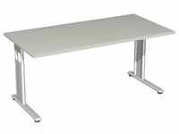 Geramöbel Schreibtisch höhenverstellbar, 1600x800x680-820, Lichtgrau/Silber,