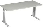 Geram&ouml;bel Schreibtisch h&ouml;henverstellbar, 1600x800x680-820, Lichtgrau/Silber,