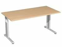 Geramöbel Schreibtisch höhenverstellbar, 1600x800x680-820, Buche/Silber,