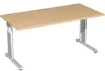 Geram&ouml;bel Schreibtisch h&ouml;henverstellbar, 1600x800x680-820, Buche/Silber,
