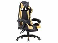 vidaXL Gaming-Stuhl mit Fußstütze Golden und Schwarz Kunstleder