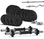 Artsport 3in1 Hantelset mit 2 Kurzhanteln, 1 Langhantel & 1 SZ Curlhantel &ndash; 12