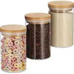 Relaxdays Vorratsdosen Glas, 3er Set, f&uuml;r Pasta, Reis, M&uuml;sli, Kaffeebohnen, Volumen