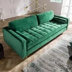 riess-ambiente Design 3er Lounge Sofa COZY VELVET 220cm smaragdgr&uuml;n Samt Federkern