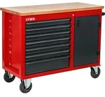 STIER Fahrbare Werkbank, mit 7 Schubladen und T&uuml;r, 925x1120x520 mm, in Dunkelgrau