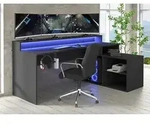 FORTE Gamingtisch Tezaur 200 cm breit mit RGB-Beleuchtung - Schwarz