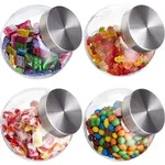 Relaxdays Bonbongl&auml;ser, 4er Set, 1,5 L, Vorratsgl&auml;ser f&uuml;r S&uuml;&szlig;igkeiten,