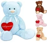 Brubaker XXL Teddyb&auml;r 100 cm Hellblau mit einem Lieblingsmensch Herz Stofftier