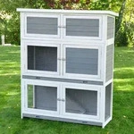 Hasenstall Schnuffi grau weiss 114 x 42 x 101 cm - Grau/Wei&szlig;