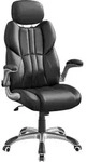 SONGMICS Chefsessel, ergonomisch, klappbare Armlehnen, schwarz - Schwarz