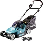 Makita DLM 432 F2 Akku Rasenm&auml;her 36 V ( 2x 18 V ) 43 cm + 2x Akku 3,0 Ah -...