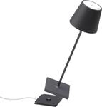 Zafferano Poldina Pro Tischlampe - Aufladbare LED Au&szlig;enlampe - 38 cm - Grau - Grau