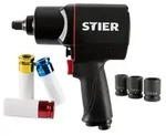 STIER Druckluft Schlagschrauber 17-BBS, Satz 8-teilig, max. L&ouml;semoment 1.756 Nm,