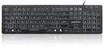 Perixx PERIBOARD-317 DE, beleuchtet, USB kabel, gro&szlig;e Buchstaben, schwarz - Schwarz