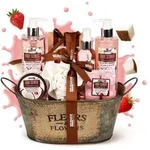 BRUBAKER Cosmetics Bade- und Dusch Set Kokosnuss & Erdbeer Duft - 10-teiliges