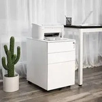 SONGMICS Rollcontainer, Stahl B&uuml;roschrank, Aktenschrank, wei&szlig; - Wei&szlig;