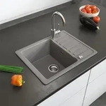 Sp&uuml;lbecken Bergstr&ouml;m Beton 57.5 x 46 cm mit Trockenplatz, Model 29492 - Grau