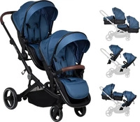 BabyGo 7502, BabyGo Zwillingskinderwagen Twinner, blau