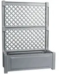 KHW Pflanzkasten mit Spalier Blumenkasten K&uuml;bel grau L 100 cm/110 Liter - Grau