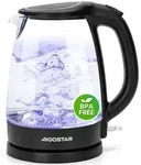 Aigostar 30GOM, 1,7 l, 2200 W, Schwarz, Transparent, Glas, Kunststoff, Drahtlos -