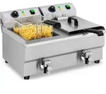 Doppelte Elektrofritteuse mit Hahn 230 V 2 x 3000W 2 x 10 L