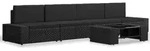 vidaXL 5-tlg. Garten-Lounge-Set Poly Rattan Schwarz - Schwarz