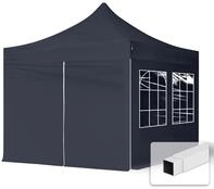 TOOLPORT 3x3m Stahl Faltpavillon, inkl. 4 Seitenteile, schwarz