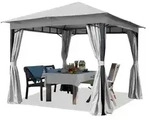 Gartenpavillon 3x3 m ca. 180g/m2 Dachplane Pavillon mit 4 Seitenteilen grau -...