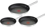 Tefal Duetto Pfannenset 3-teilig, A704S3, Edelstahl, Edelstahl, Titan, Edelstahl, 250