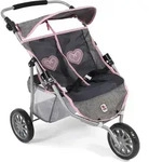 Puppenwagen Zwillings-Jogger, melange grau-navy