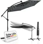 Juskys Ampelschirm Brazil 350 cm mit LED, UV-Schutz, Kurbel & H&uuml;lle - Grau - Grau