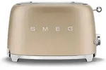 SMEG TSF01CHMEU, 2 Scheibe(n), Gold, Kunststoff, Edelstahl, Tasten, Niveau,