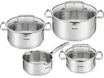 TEFAL DUETTO+ 7-Teiliges Topf-Set: Stielkasserole 16 Cm, Kochtopf 16/20/24 + Deckel;
