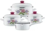 GSW Kochtopf-Set Hortensie 7-tlg., 189989, Stahl-Emaille, ca. 1,4 L / ca. 2,8 L / ca.