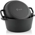 BBQ-Toro Gusseisen Topf 6,8 Liter, Schmortopf zum Kochen - Schwarz