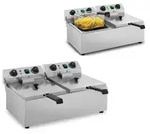 Elektrofritteuse TIMER 230 V 2 x 3200W 2 x 10 L - Silber