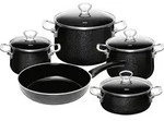 Riess Topfset Black Magic 5 teilig schwarz Emaille - Schwarz