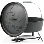 BBQ-Toro Dutch Oven DO12A, 10,7 L Alpha Gusseisen Kochtopf, Gusstopf - Schwarz