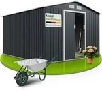 Juskys Metall Ger&auml;tehaus XXL mit Satteldach, T&uuml;r & Fundament - 15m3 gro&szlig; -